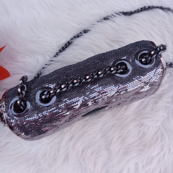 Guess Sequin Pewter Mini Cessily Crossbody Bag - Picture 12 of 16
